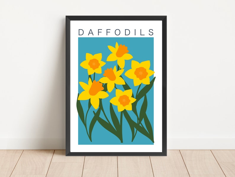 Daffodil Spring Flower Print Kitchen Print Hallway Home Wall Art Gallery Wall Bright Colourful Art A3 A4 A5 image 1