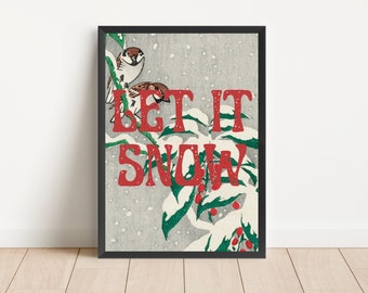 Let It Snow Christmas Winter Poster Print  -  Bright Colourful Art - Wall Art  - Gallery Wall- A3 A4 A5