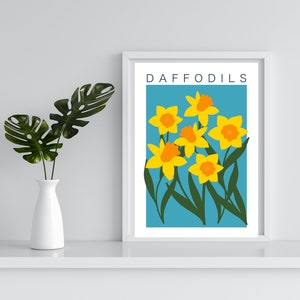 Daffodil Spring Flower Print Kitchen Print Hallway Home Wall Art Gallery Wall Bright Colourful Art A3 A4 A5 image 3