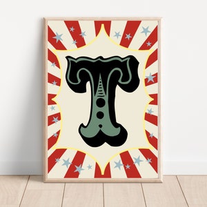 Circus Initial Print: Personalized Retro Typography Wall Art