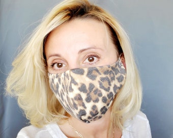 Protective Face Mask Cotton Washable Hand Made in USA  leopard  print