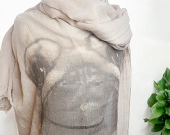 Dog Print Scarf - Poly Rayon Blend, Woman's Fashion Accessory