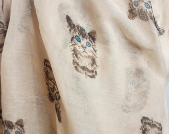 Cats  Print   Scarf for  Woman great accessory for your outfit / Gift for  her /Gift for woman /
