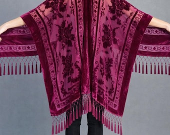 Women's   Velvet  kimono  Boho Kimono style  Black color
