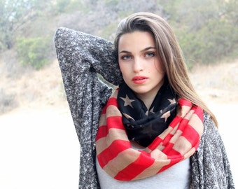 American Flag  print  infinity  scarf   great accessory for your outfit