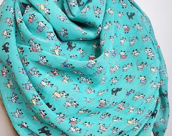 Cats  Print   Scarf for  Woman great accessory for your outfit / Gift for  her /Gift for woman /