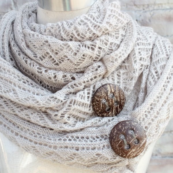 Winter  infinity scarf  made from  knitted   fabric soft and cute grey color