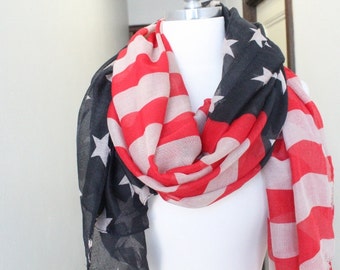 American Flag  print  scarf   great accessory for your outfit/Scarf/Gift for her / Scarf for woman /
