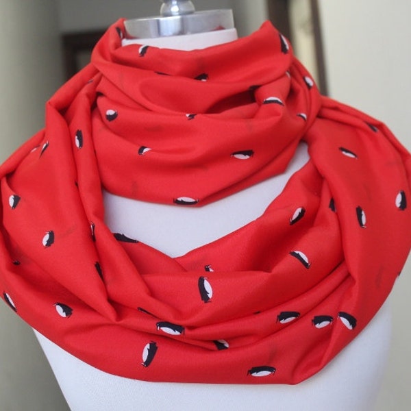 Very cute  infinity   scarf  with penguin  print  great accessory for your outfit