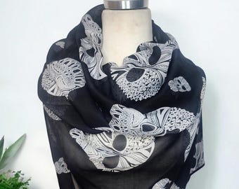 Skull Print   Scarf for  Woman great accessory for your outfit / Gift for  her /Gift for woman /