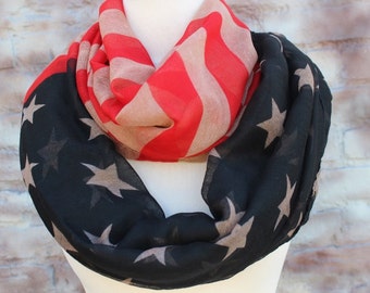 American Flag  print  infinity  scarf   great accessory for your outfit