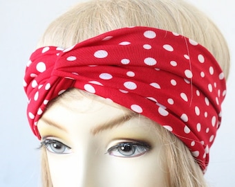 Very Cute  twisted  Headband  with polka dot  print   great accessory for your outfit  FREE SHIPPING