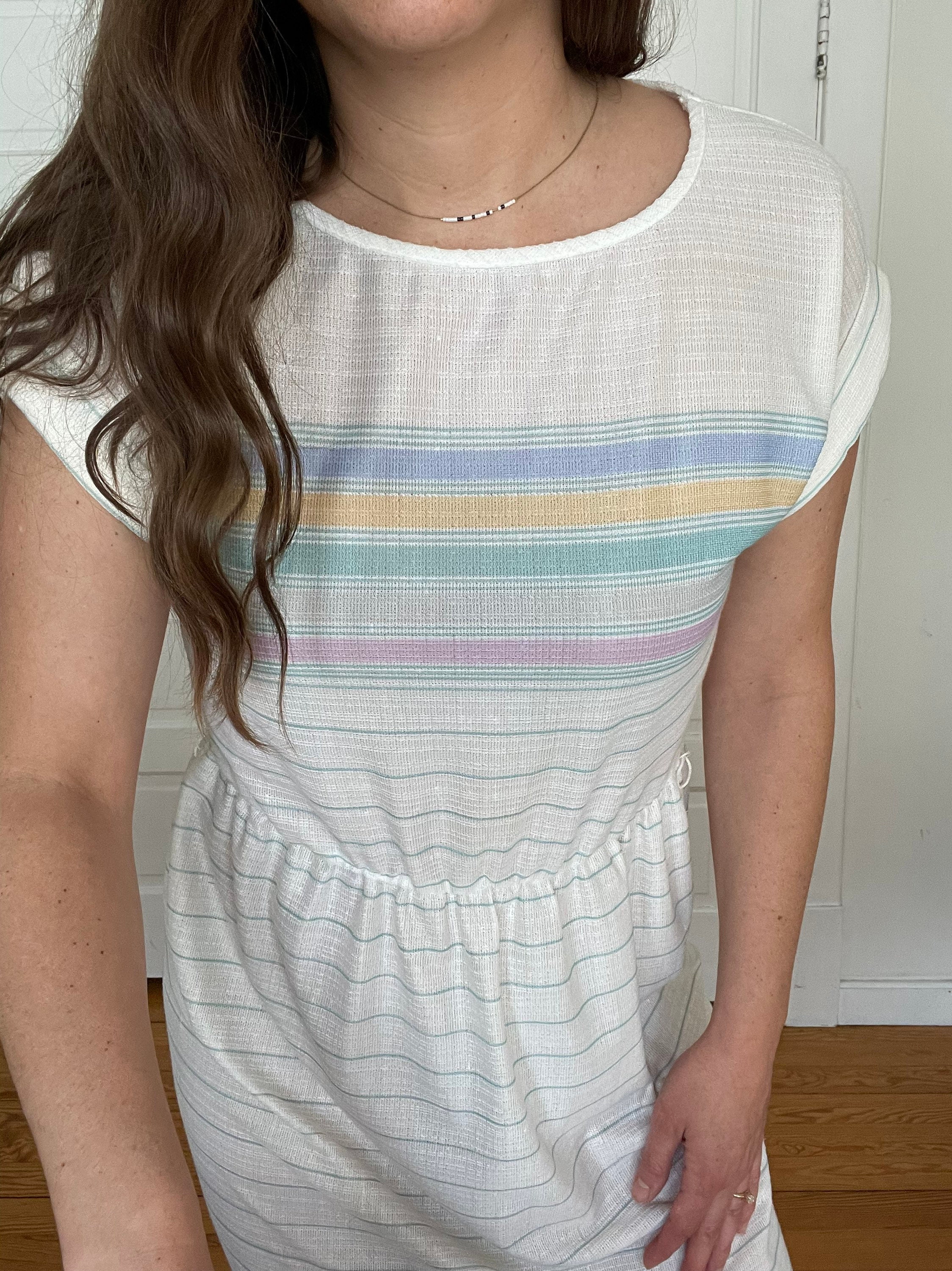 Happy pastel striped midi dress Etsy