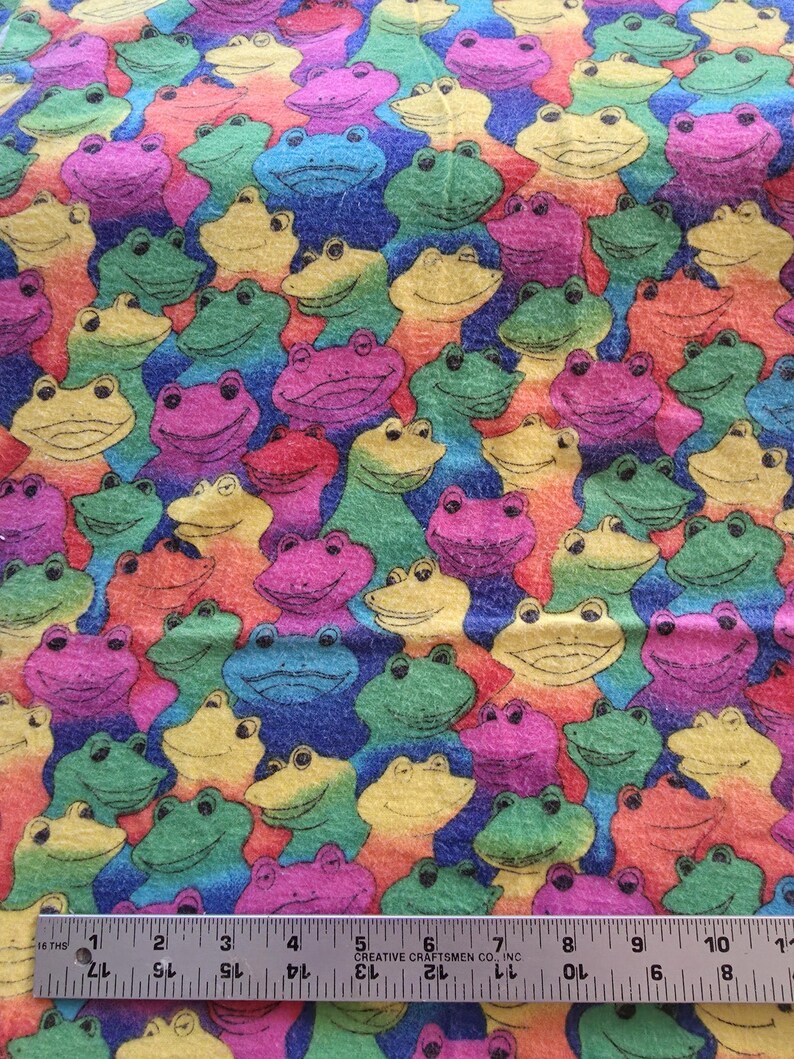 Neon Frogs Flannel Fabric BTY & 30