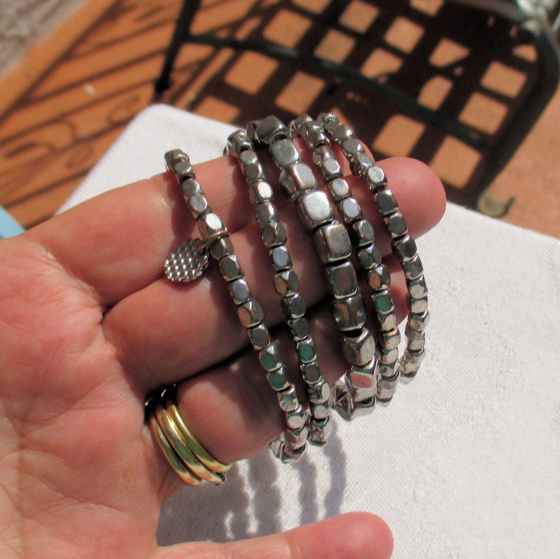 Lot Of Metal Beaded Stretch Bracelets Restring Repurpose Flaking Beads