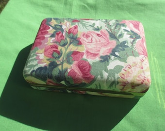 Pink Rose Small Travel Mirrored Jewelry Box