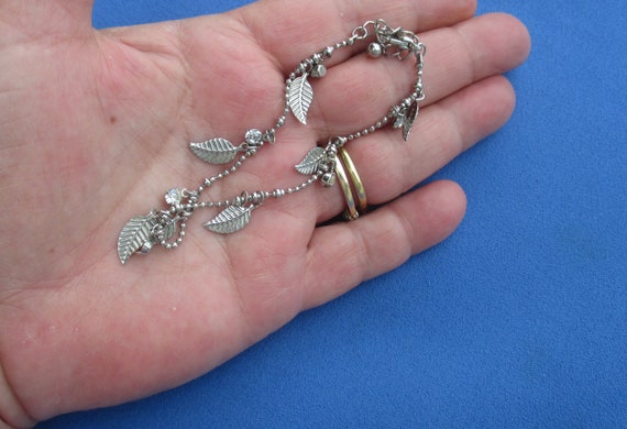 Leaf Shaped Rhinestone Dangle Bracelet Missing Da… - image 3