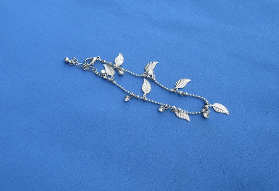 Leaf Shaped Rhinestone Dangle Bracelet Missing Da… - image 1