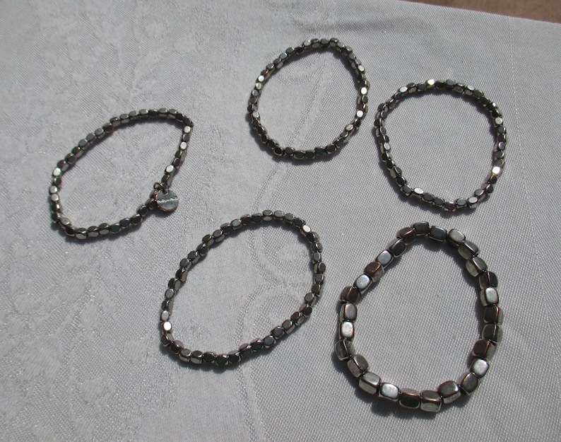 Lot Of Metal Beaded Stretch Bracelets Restring Repurpose Flaking Beads