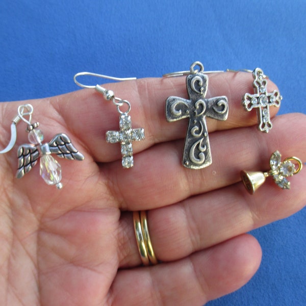 Cross & Angel  Themed Single Odd Pierced Earrings