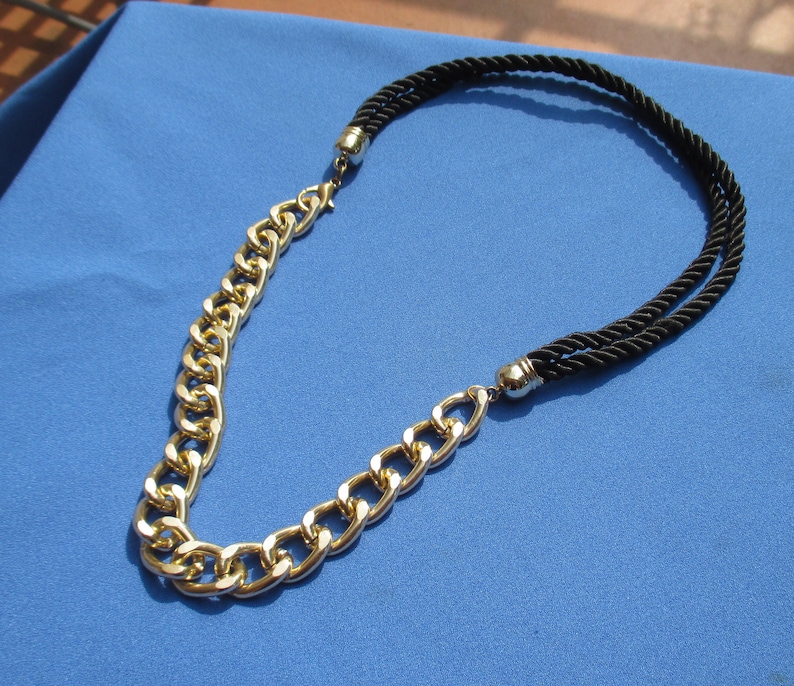 Retro Black Twisted Rope Chain Necklace