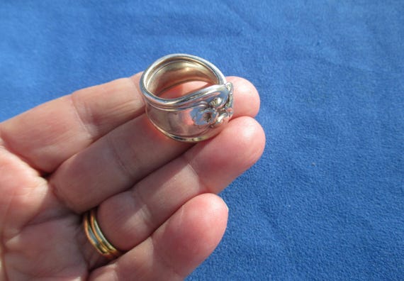 Silver Plated Floral Spoon Ring - image 2