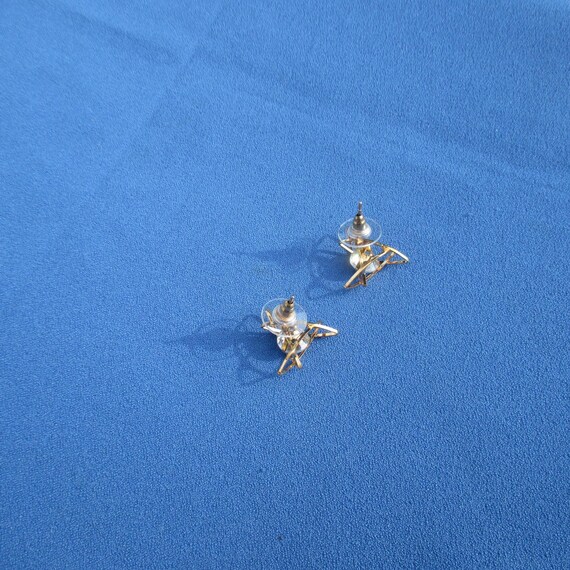 Clear Rhinestone Triangular Shaped Pierced Earrin… - image 3