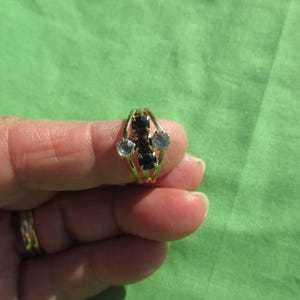 Clear & Black Rhinestone Adjustable Ring