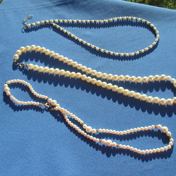 Lot Of Faux Pearl Necklaces One Needs Clasp