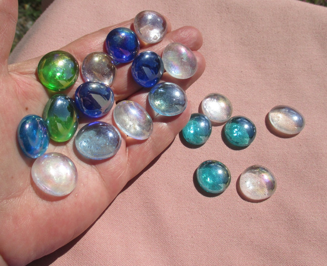 Lot of Blue, Green & Clear Glass Pebbles, Vase Filler TLC Etsy