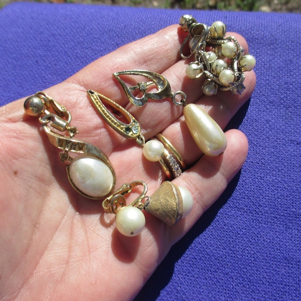 Lot Of Faux Pearl Single Odd Dangling Earrings