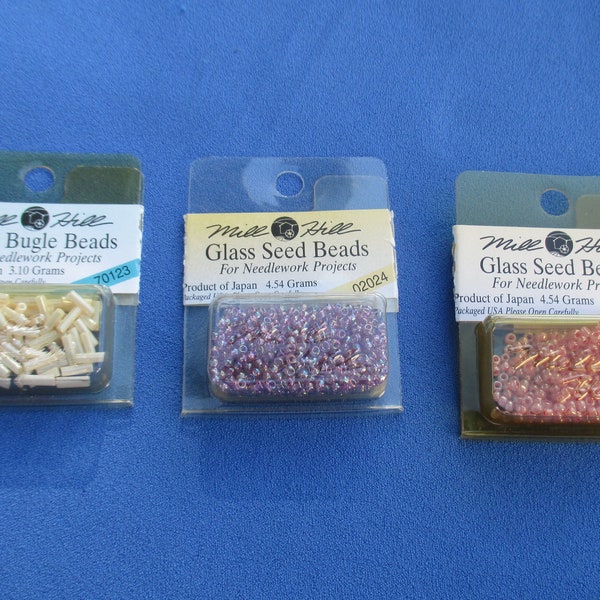 Lot of Mill Hill Partial Glass Seed Beads For Needlework Projects