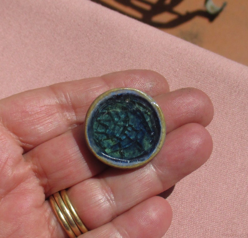 Retro Blue Green Ceramic Metal Ring TLC