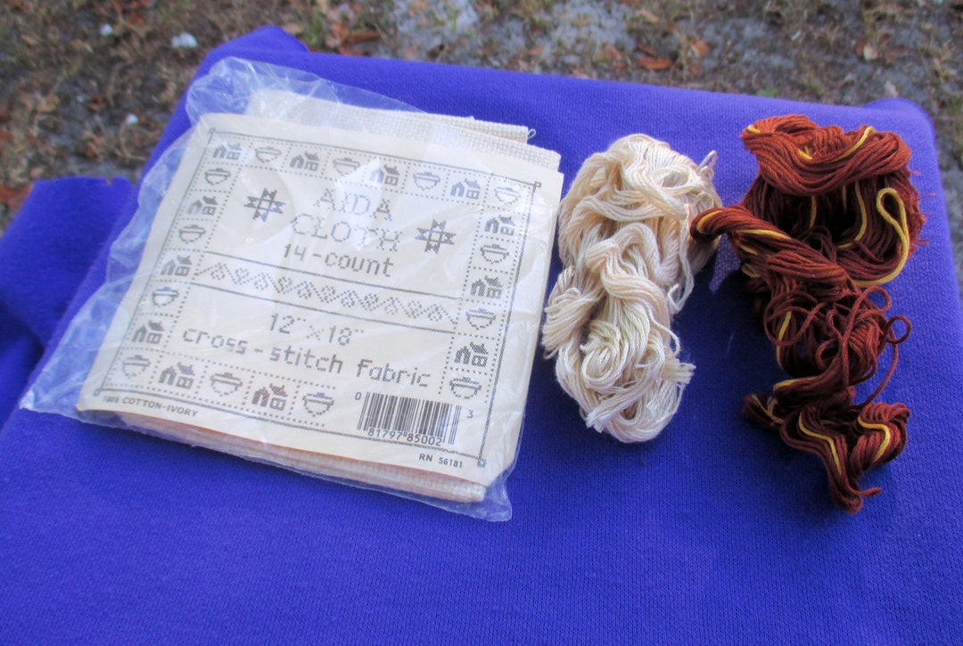 Cut Aida Cloth 14 Count Cross Stitch Fabric Plus Embroidery Floss Etsy