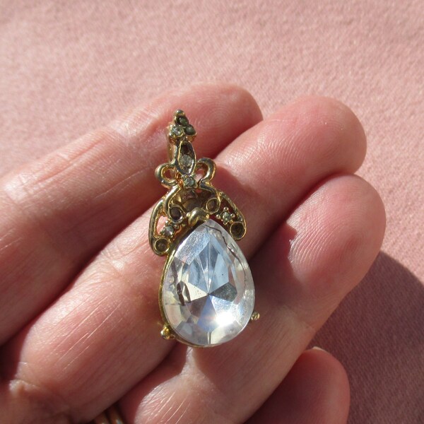 Clear Acrylic Rhinestone Teardrop Pendant Missing Rhinestones