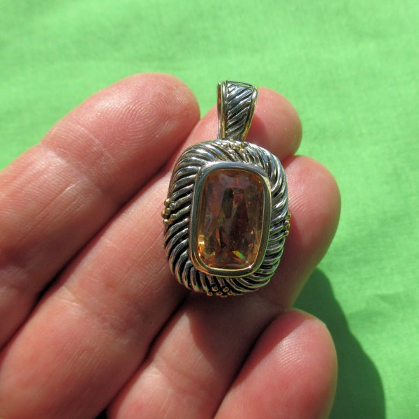 Vintage Topaz Rhinestone Magnetic Bale Pendant