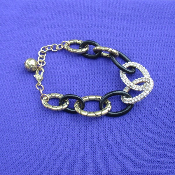 Oval Linked Rhinestone Bracelet Missing Rhinestone, Repair, Repurpose