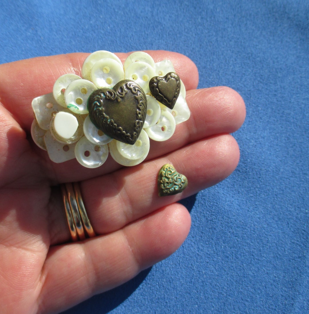 Hallmark Cards Buttons Hearts Brooch Repair, Repurpose - Etsy