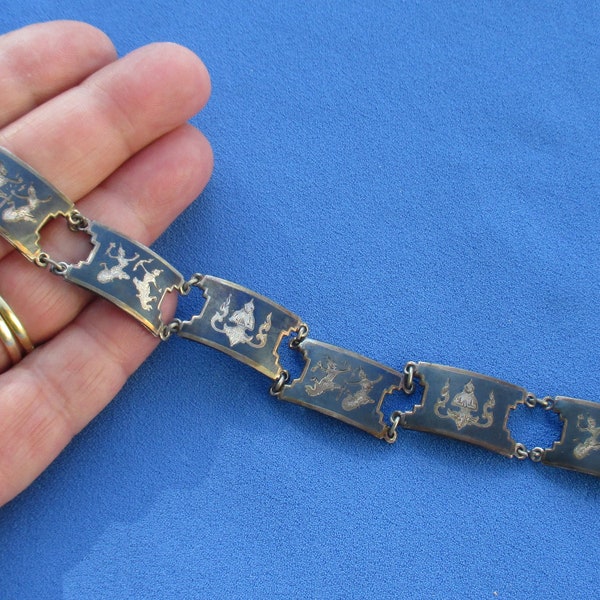 Sterling Siam Linked Bracelet