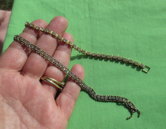 Lot of Clear Rhinestone Bracelets One Broken - image 1