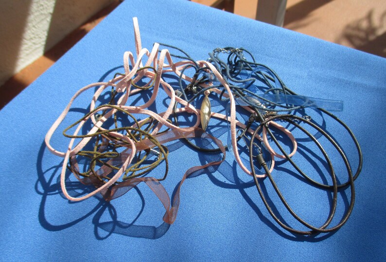 Destash Lot Of Salvaged Ribbon /& Rope Necklaces TLC