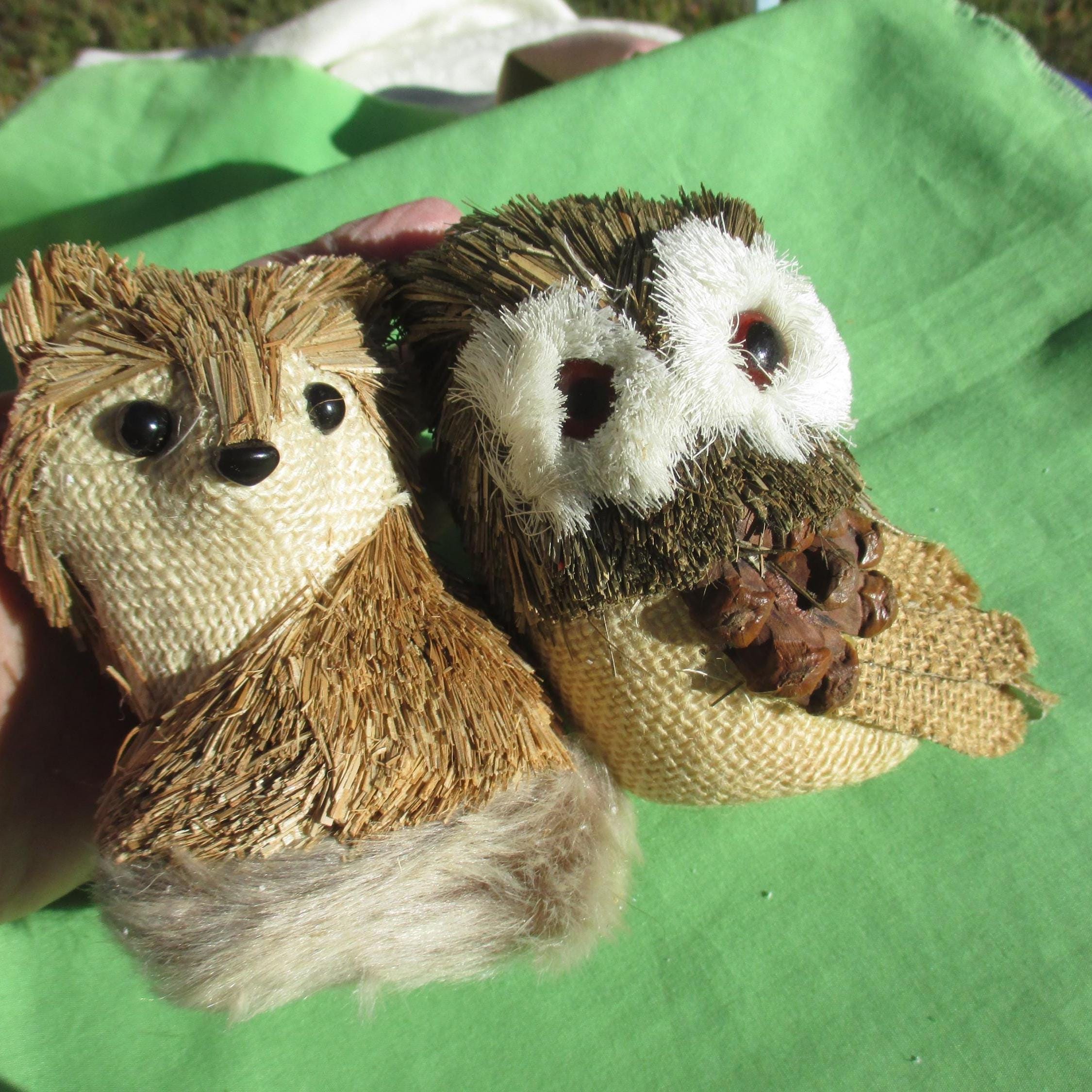 Sissal Straw Fox Owl Figurines TLC