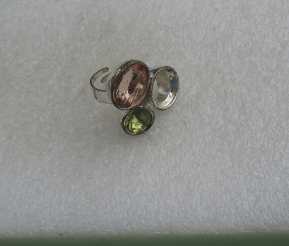 Multi Colored Rhinestone Adjustable Ring Missing … - image 3