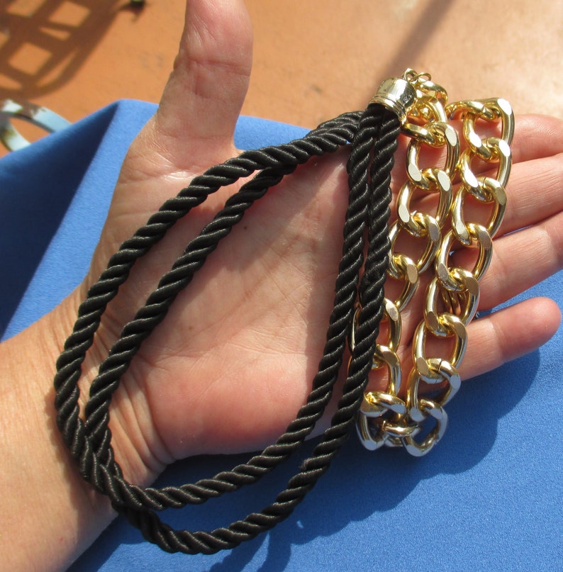 Retro Black Twisted Rope Chain Necklace