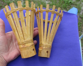 Made in Philippines Tiki Bamboo Outdoor String Light Covers Set of Two No Lights