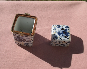 Blue Floral Ceramic Trinket Box Repair, Repurpose