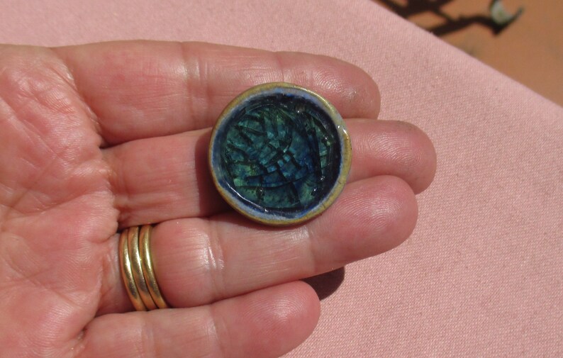 Retro Blue Green Ceramic Metal Ring TLC