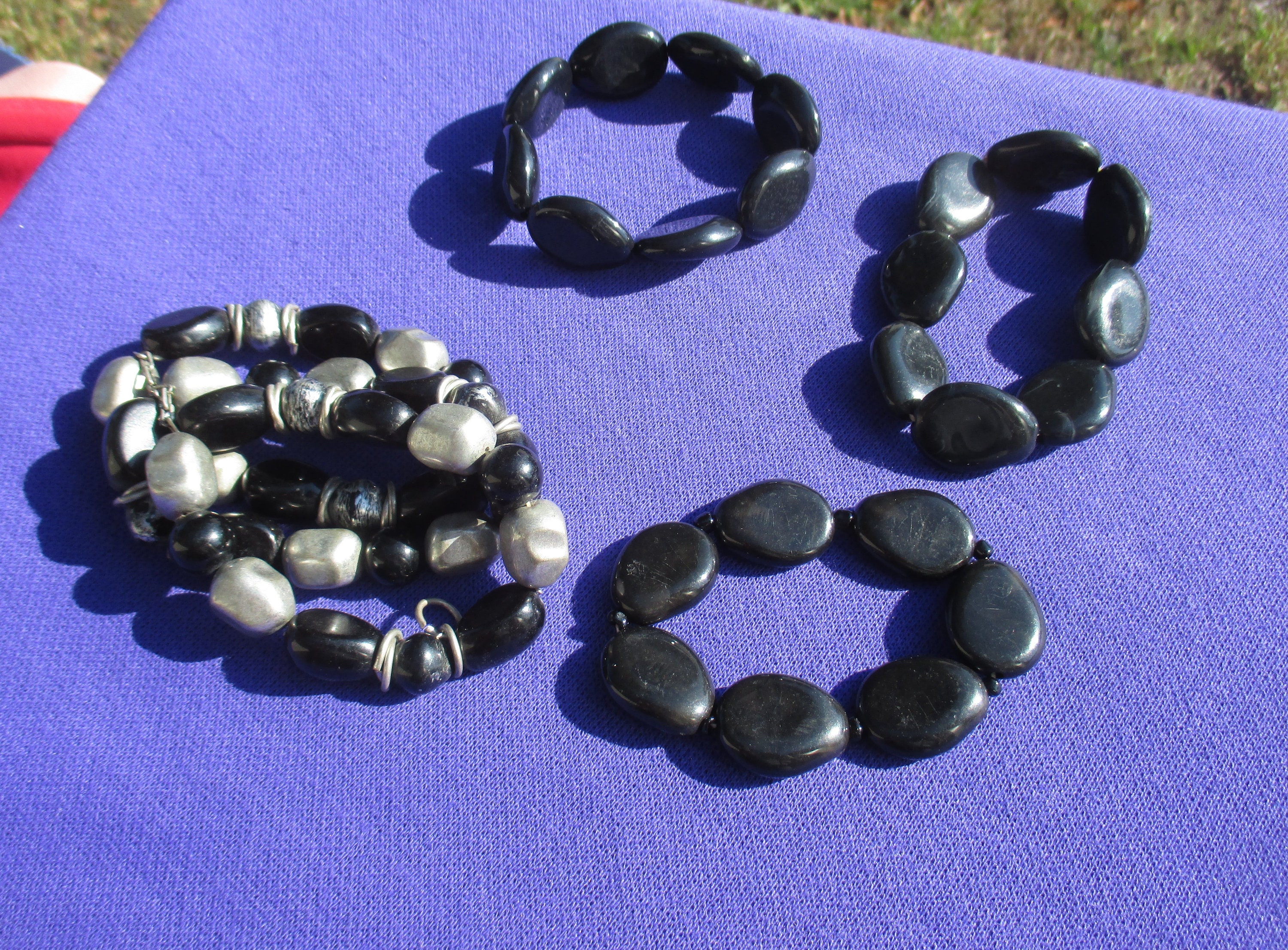 Destash Lot of Black & Grey Stretch Bracelets Restring Repurpose