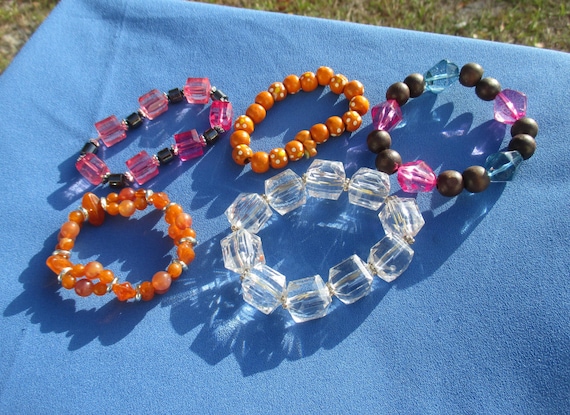 Lot of Assorted Beaded Stretch Bracelets Restring, Repurpose