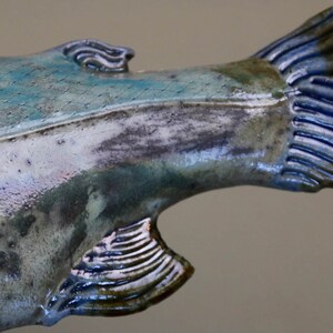 Salmon, Raku fired, easy to hang, ready to ship image 3